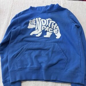 The North Face Bear Fleece Pullover Hoodie Blue White Youth Large Sweatshirt